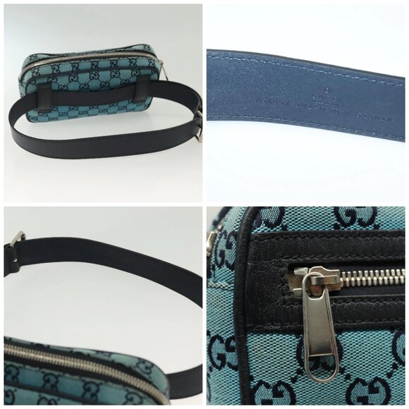 GUCCI GG Canvas Waist Bag Blue Silver 658657 Auth 139364 - Picture 16 of 16
